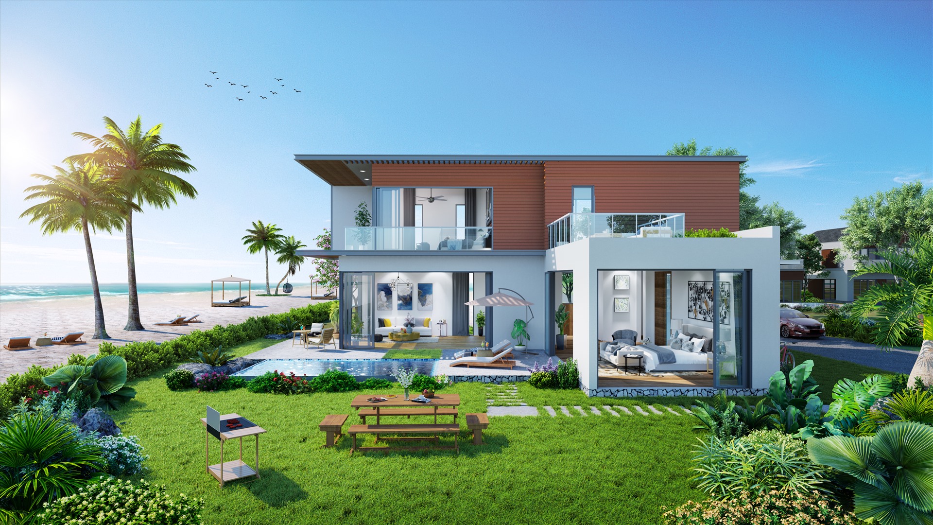 Villa hiện đại kết hợp không gian xanh mát