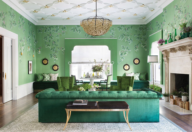 mẫu thiết kế nội thất màu xanh lá cây